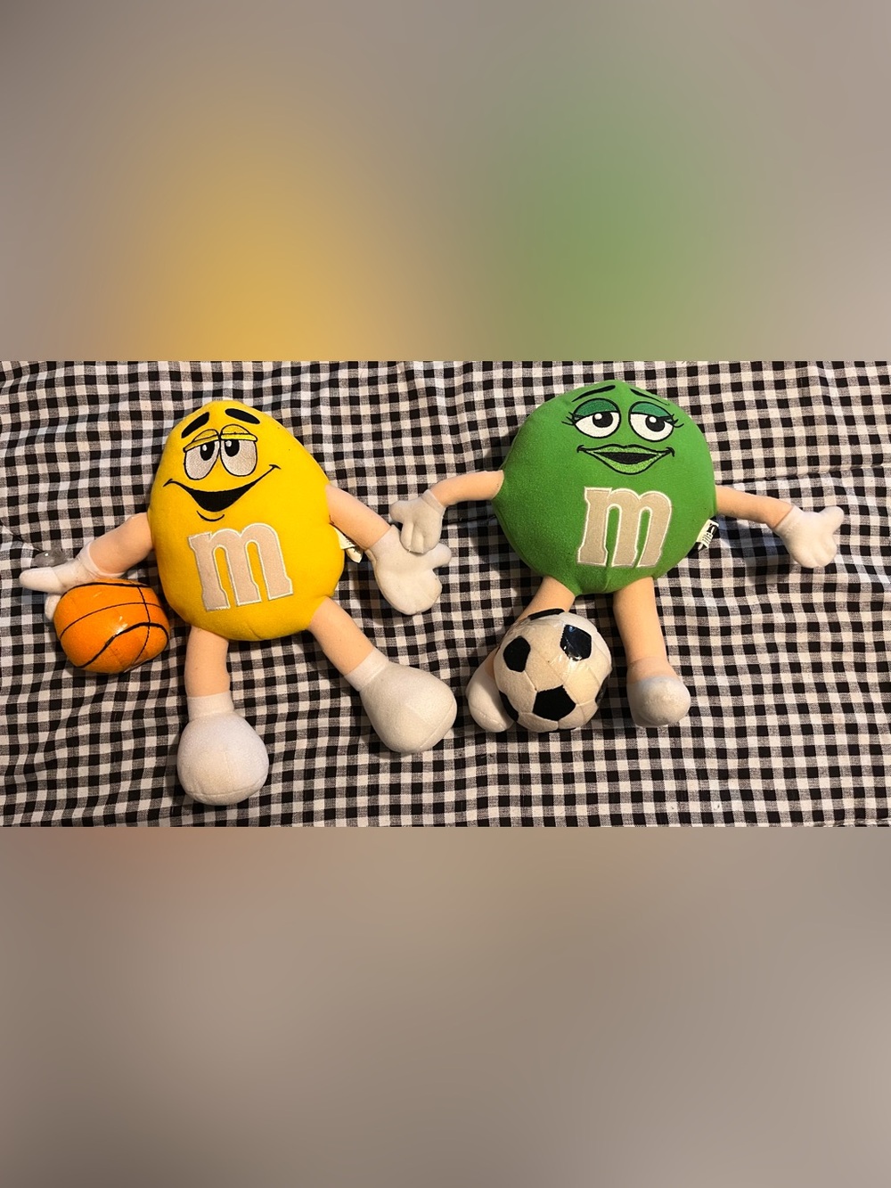 M&M's Plush  Set – Yellow and Green Characters with Sports Balls 9”